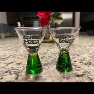 Two margarita glass shaped shot glasses